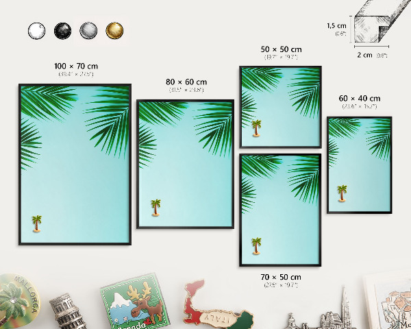 Panou magnetic mural decorativ cadru negru Frunze verzi
