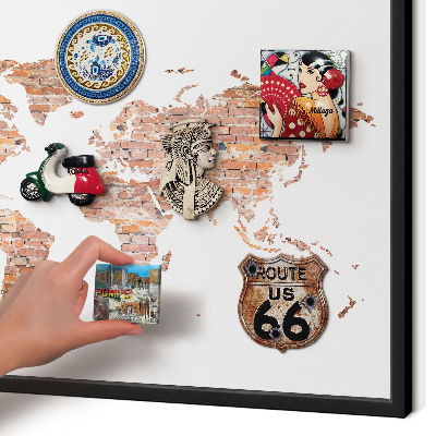 Panou magnetic mural decorativ cadru negru Hartă din cărămidă