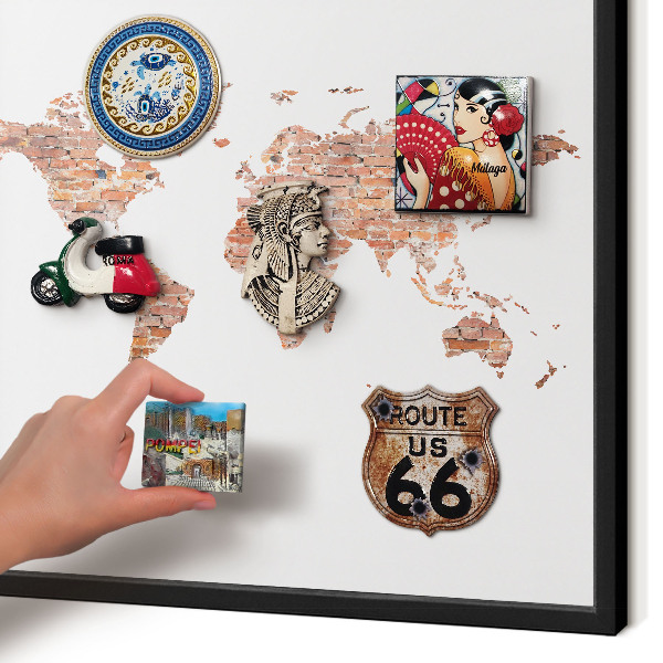 Panou magnetic mural decorativ cadru negru Hartă din cărămidă