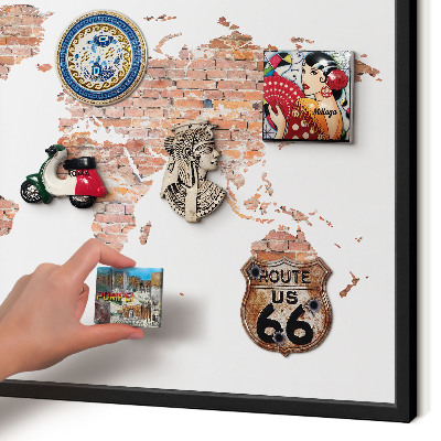 Panou magnetic mural decorativ cadru negru Hartă din cărămidă