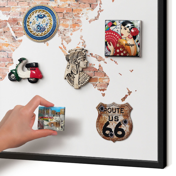 Panou magnetic mural decorativ cadru negru Hartă din cărămidă
