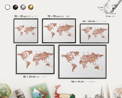Panou magnetic mural decorativ cadru negru Hartă din cărămidă