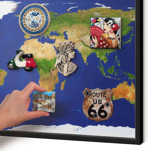 Panou magnetic mural decorativ cadru negru Cartografierea globului