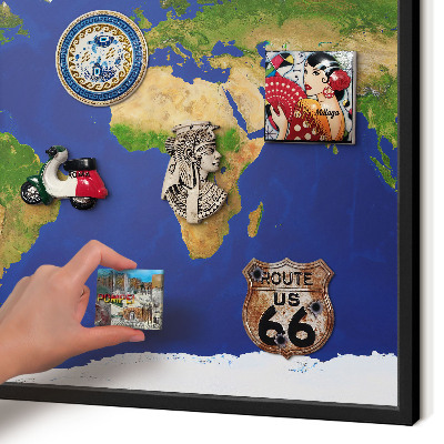 Panou magnetic mural decorativ cadru negru Cartografierea globului