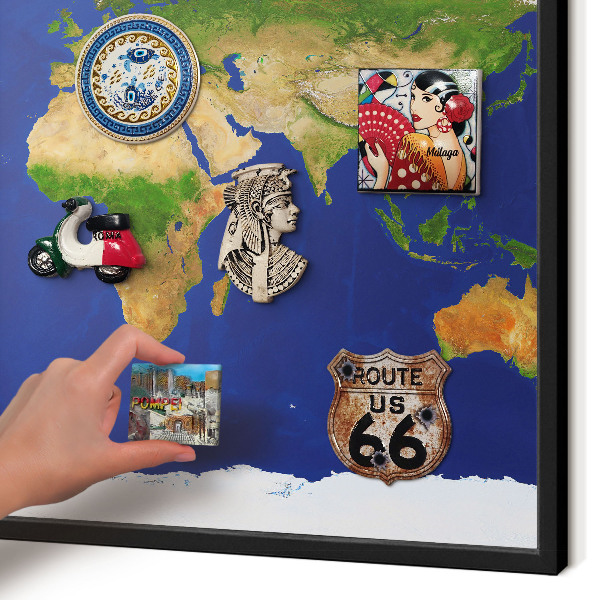 Panou magnetic mural decorativ cadru negru Cartografierea globului