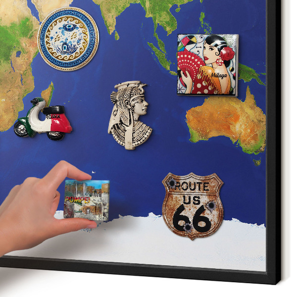 Panou magnetic mural decorativ cadru negru Cartografierea globului