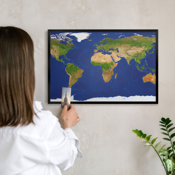 Panou magnetic mural decorativ cadru negru Cartografierea globului