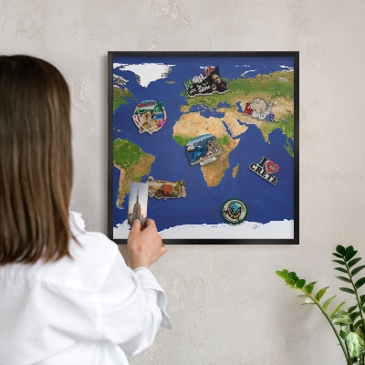 Panou magnetic mural decorativ cadru negru Cartografierea globului