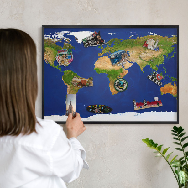 Panou magnetic mural decorativ cadru negru Cartografierea globului