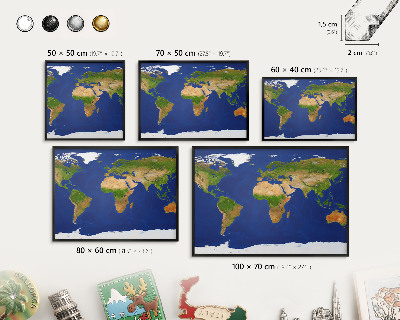 Panou magnetic mural decorativ cadru negru Cartografierea globului