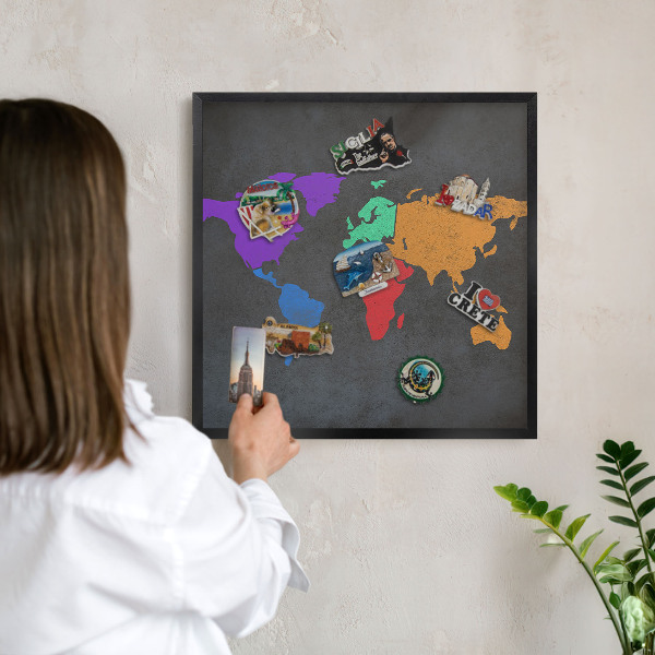 Panou magnetic mural decorativ cadru negru Hartă de culori