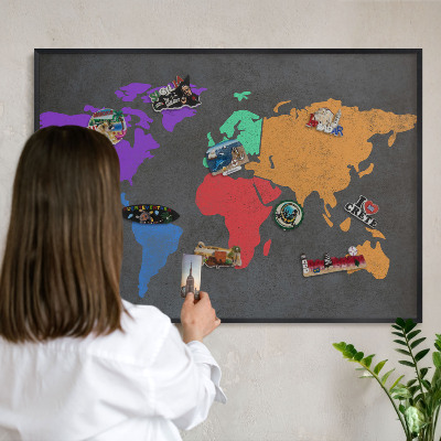 Panou magnetic mural decorativ cadru negru Hartă de culori
