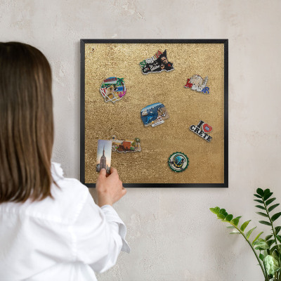 Panou magnetic mural decorativ cadru negru Textură galbenă