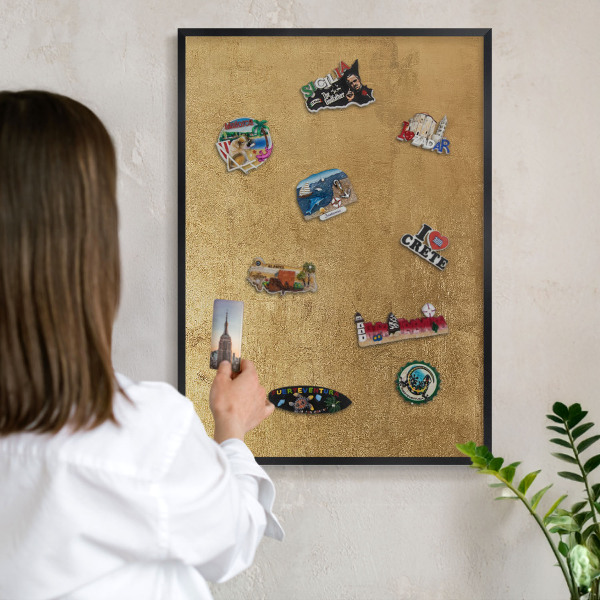 Panou magnetic mural decorativ cadru negru Textură galbenă