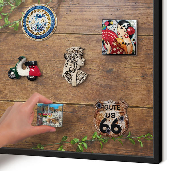 Panou magnetic mural decorativ cadru negru Natura lemnului