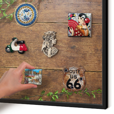 Panou magnetic mural decorativ cadru negru Natura lemnului