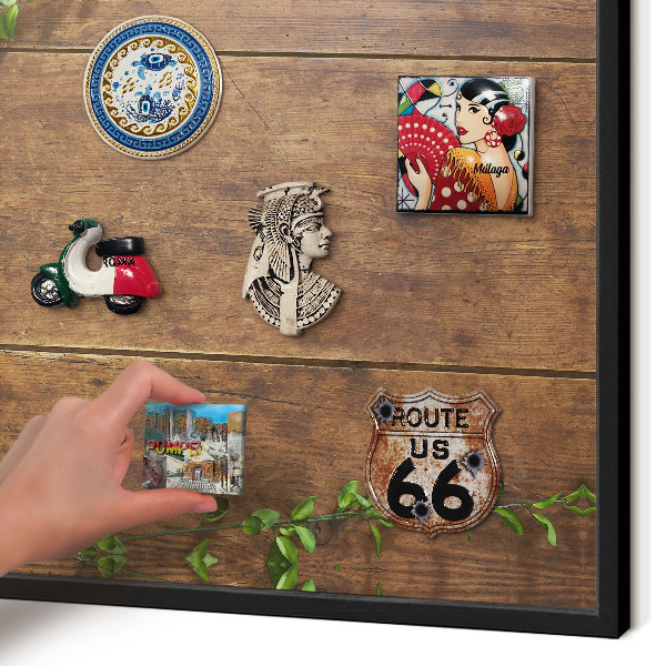Panou magnetic mural decorativ cadru negru Natura lemnului
