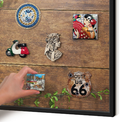 Panou magnetic mural decorativ cadru negru Natura lemnului