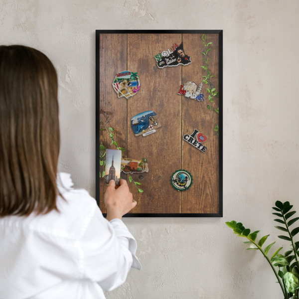 Panou magnetic mural decorativ cadru negru Natura lemnului