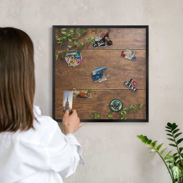 Panou magnetic mural decorativ cadru negru Natura lemnului