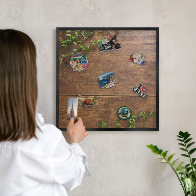 Panou magnetic mural decorativ cadru negru Natura lemnului