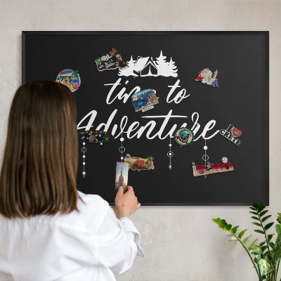 Panou magnetic mural decorativ cadru negru Aventura te așteaptă
