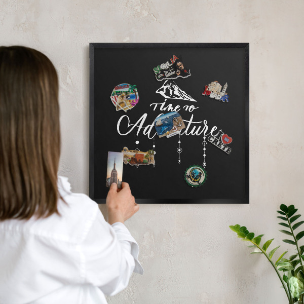 Panou magnetic mural decorativ cadru negru Aventura te așteaptă