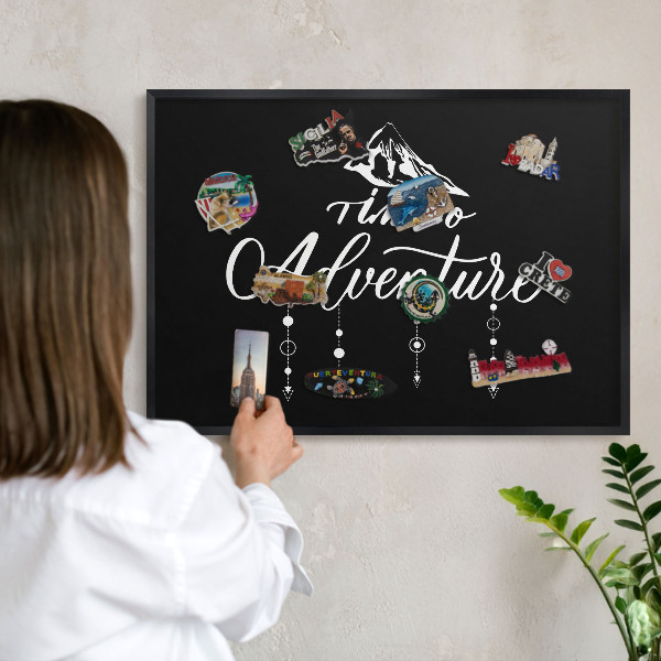 Panou magnetic mural decorativ cadru negru Aventura te așteaptă