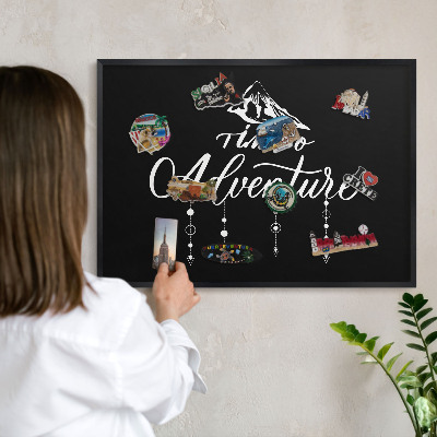 Panou magnetic mural decorativ cadru negru Aventura te așteaptă