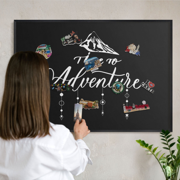 Panou magnetic mural decorativ cadru negru Aventura te așteaptă