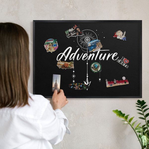 Panou magnetic mural decorativ cadru negru Aventura te așteaptă