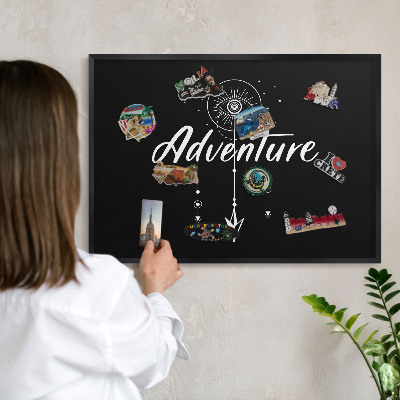 Panou magnetic mural decorativ cadru negru Aventura te așteaptă