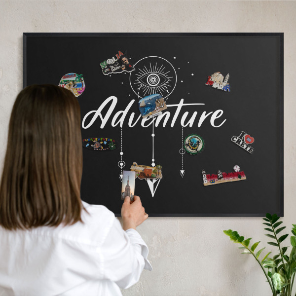 Panou magnetic mural decorativ cadru negru Aventura te așteaptă