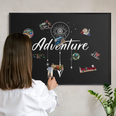 Panou magnetic mural decorativ cadru negru Aventura te așteaptă