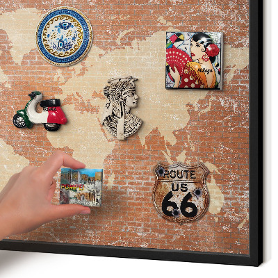Panou magnetic mural decorativ cadru negru Hartă din cărămidă