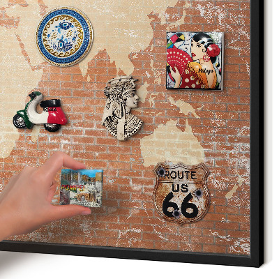 Panou magnetic mural decorativ cadru negru Hartă din cărămidă