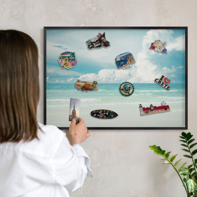 Panou magnetic mural decorativ cadru negru Armonie maritimă