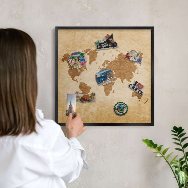 Panou magnetic mural decorativ cadru negru Hartă vintage