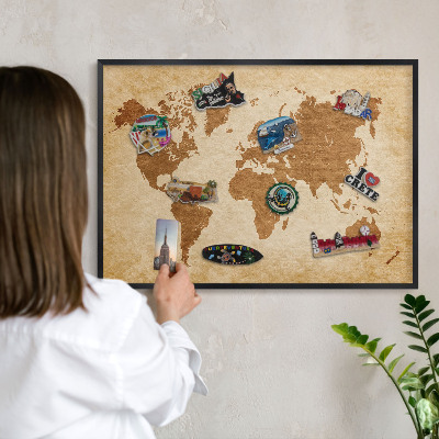 Panou magnetic mural decorativ cadru negru Hartă vintage