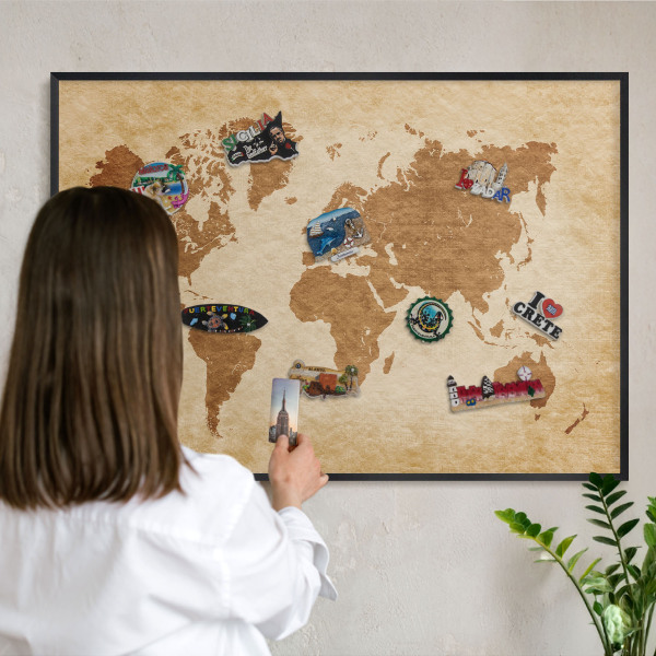 Panou magnetic mural decorativ cadru negru Hartă vintage