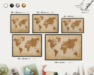 Panou magnetic mural decorativ cadru negru Hartă vintage