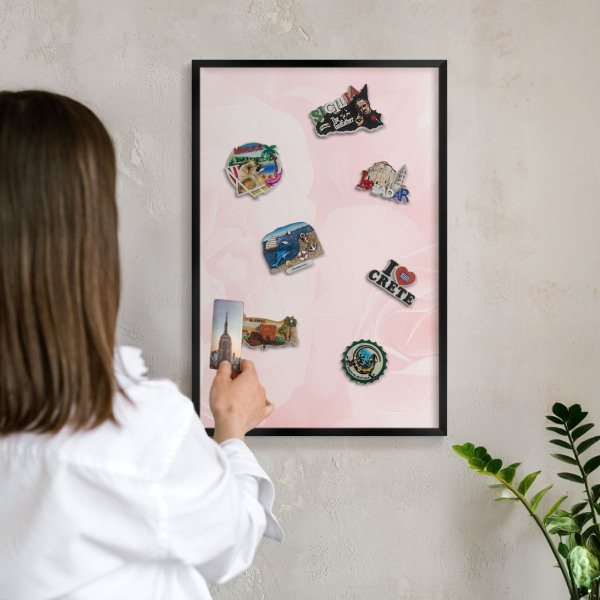 Panou magnetic mural decorativ cadru negru Roz delicat