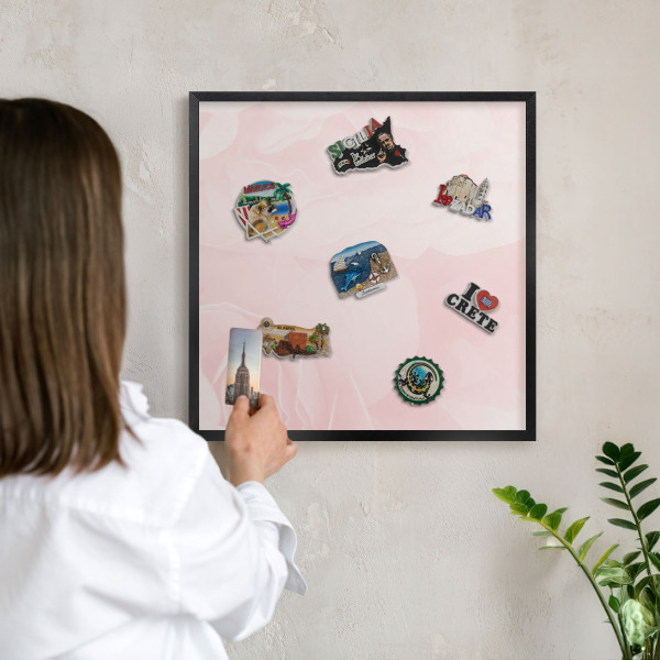 Panou magnetic mural decorativ cadru negru Roz delicat