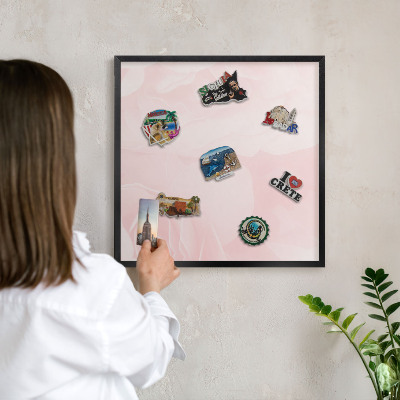 Panou magnetic mural decorativ cadru negru Roz delicat