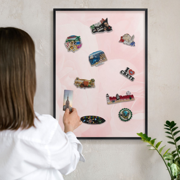 Panou magnetic mural decorativ cadru negru Roz delicat