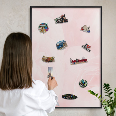 Panou magnetic mural decorativ cadru negru Roz delicat