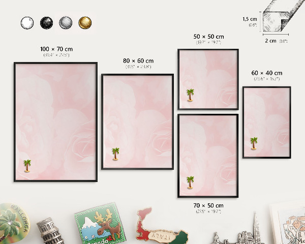 Panou magnetic mural decorativ cadru negru Roz delicat