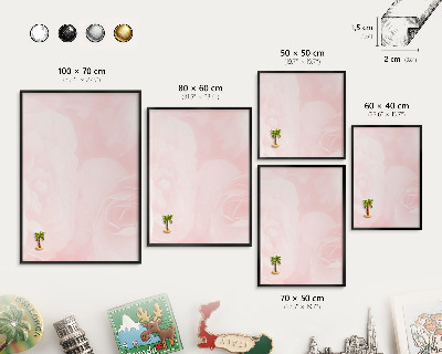 Panou magnetic mural decorativ cadru negru Roz delicat