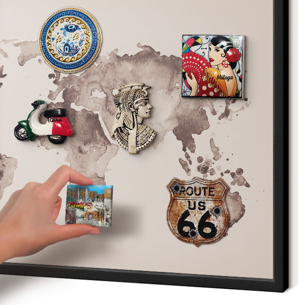 Panou magnetic mural decorativ cadru negru Harta lumii