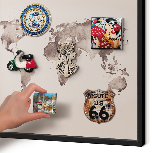 Panou magnetic mural decorativ cadru negru Harta lumii